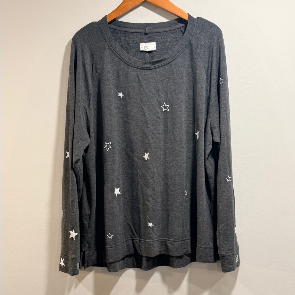 Lou & Grey Women's Charcoal Gray Sweater with‎ Star Print Crew Neck Size XXL